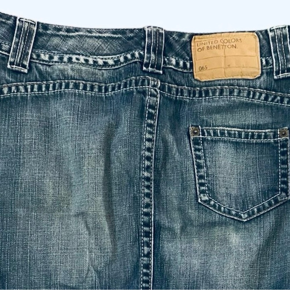 United Colors Of Benetton Blue Denim Distressed Skirt - Picture 6 of 6